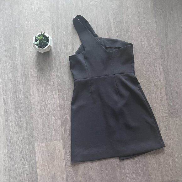 SANDRO Black “Melinda” One Shoulder Mini Dress with Gold Buttons - Picture 9 of 15